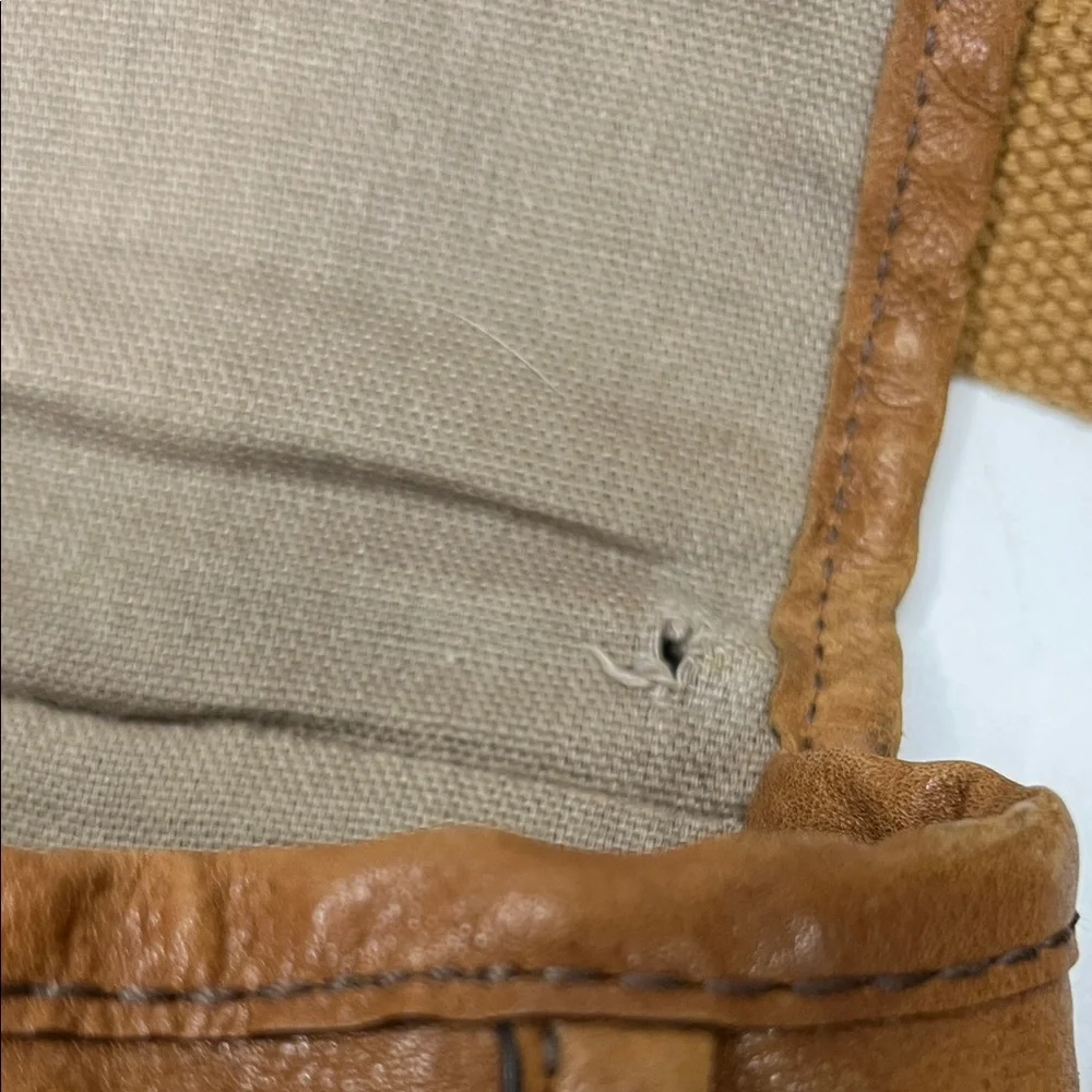 Fossil Cognac Brown Leather Messenger Bag with Brass Hardware